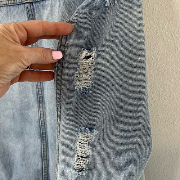 Jean Jacket Womens Brooklyn Cloth Light Distressed Denim Small - Picture 5 of 7
